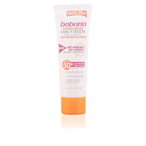 Babaria Crema Solar Cara Y Escote Antimanchas Spf 50 Tubo, Blanco, Vanilla, 75 Mililitro