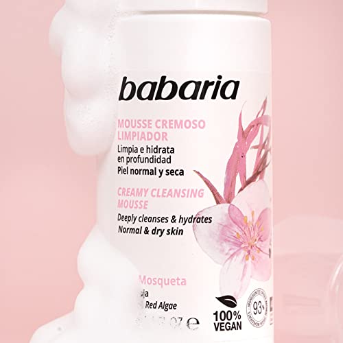 Babaria – Mousse Cremoso Limpiador Facial Rosa Mosqueta Y Alga Roja - 50 Ml, Blanco