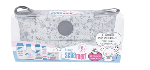 Baby Sebamed organizador regalo bebé recién nacido - Espuma de Baño 200ml, Leche Corporal 200ml, Champú Suave 250ml, Toallitas limpiadoras 72 uds, Crema Balsámica 50ml