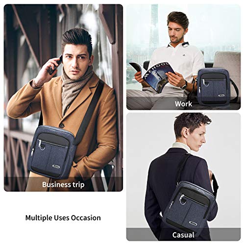 BAIGIO Bolso para Hombre Bolso Bandolera Grande Bolso de Mensajero de Negocios Bolso de Hombro de Hombre Casual para Lavori Ocio Vacaciones Excursión Caminata (Azul-1)