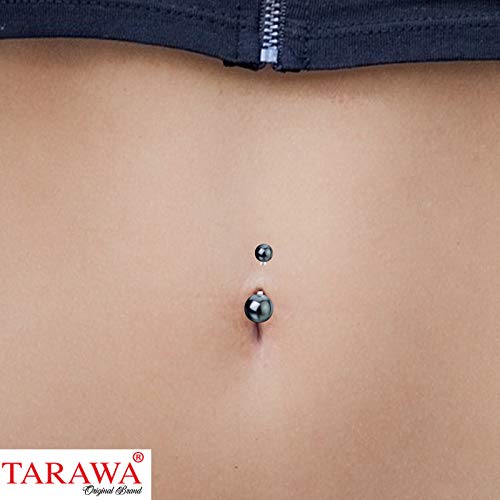 Bananabell piercing en el ombligo imitación acrílico perla color negro barra de acero quirúrgico ligera y cómoda