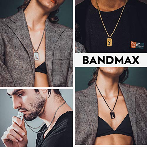 bandmax Letra Oro Colgante Dog Tag en Cadena Acero Dorada Collar Militar con Letra G Inicial de Nombre para Hombres Mujeres