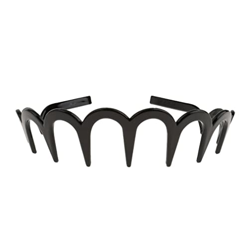 Baobiutin Diadema corrugada, Banda de Cabello de Metal Ondulado Unisex de Primavera con Dientes Largos con Diadema Negra 1pc 1pc