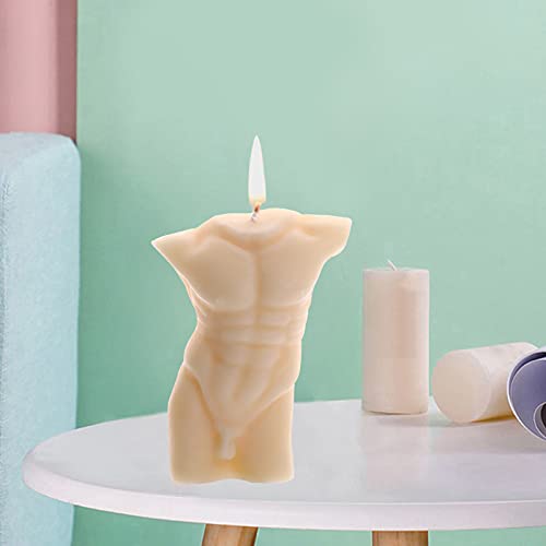 Baoblaze Cuerpo masculino desnudo 3D Vela de soja Busto de hombre moderno Aromaterapia Velas de cera perfumadas Relajación Sala de estar Hogar Fiesta de - Piel