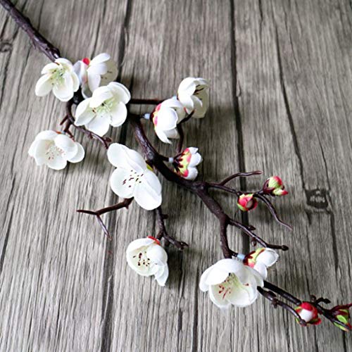 Baoblaze Flor de Cerezo Artificial Flor de Seda Ciruelo Rama Flores - Blanco