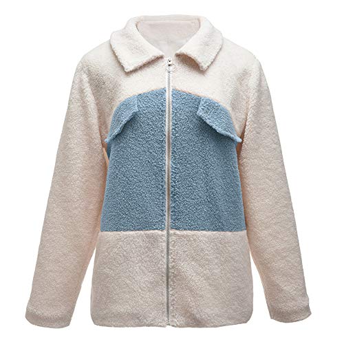 Bata Corta con Cremallera Tipo Sudadera de Mujer, otoño-Invierno Manga Larga de coralina Polar con Tacto Suave de Estar por casa，Azul,M