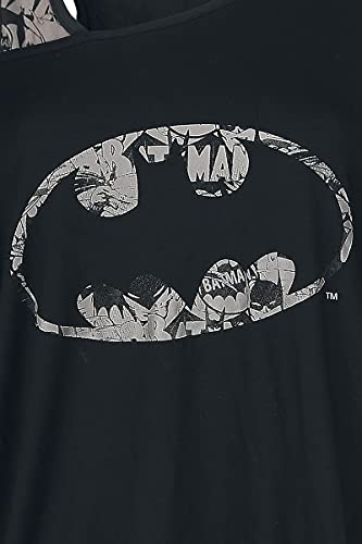 Batman Bat Signal Mujer Camiseta Negro S, 95% Viscosa, 5% elastán, Ancho