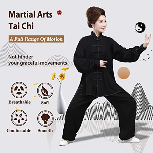 BBLAC 2KEY Artes Marciales Ropa | Unisex Uniforme para Tai Chi y Kung Fu | Tradicional Chino Ropa Está Hecho Leche Seda | Traje Ligero para Meditación y Qigong (A, XL)