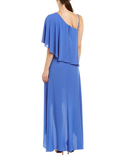 BCBGMax Azria Women's One Shoulder High-Low Draped Gown, Amparo Blue, 6