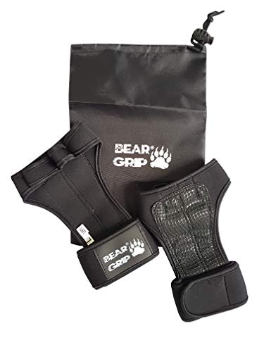 BEAR GRIP - Guantes de entrenamiento abiertos para crossfit, culturismo, callisthenia, levantamiento de pesas (negro, L)