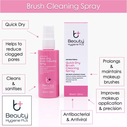 Beauty Hygiene Plus Limpiador de brochas de maquillaje Spray de secado rápido antibacteriano y antiviral