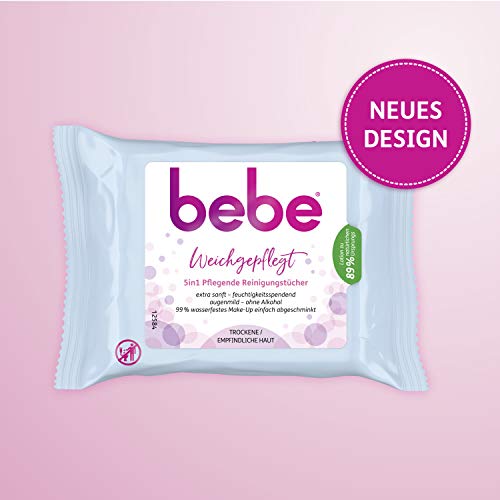 Bebe 5 in1 – Toallitas limpiadoras / toallitas desmaquillantes para piel delicada y seca , 6 envoltorios de 25 unidades