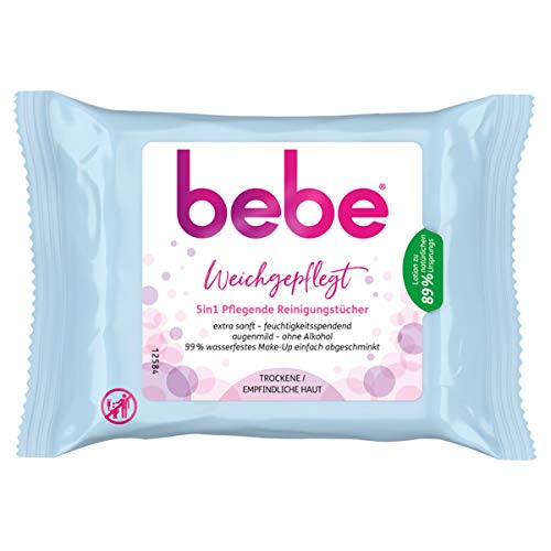 Bebe 5 in1 – Toallitas limpiadoras / toallitas desmaquillantes para piel delicada y seca , 6 envoltorios de 25 unidades