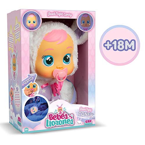 BEBÉS LLORONES Buenas Noches Coney | Muñeca con Luz nocturna y Melodías para jugar y relajar antes de Dormir - Juguete y Regalo para niñas y niños +18 Meses