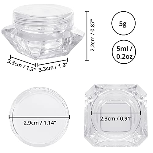 Belle Vous Botes Pequeños de Plastico Transparente para Cosméticos con Tapa (Pack 100) 5ml / 5 g Botes de Plastico para Viaje Libre de BPA Vacíos para Maquillaje, Sombra de Ojos, Crema, Loción, Polvos