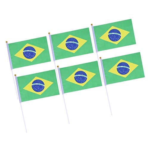 BESPORTBLE 20 Piezas Mini Banderas Nacionales Ronda Superior Banderas de Países Internacionales Pequeño Palo Bandera de Bandera de Brasil para Eventos Deportivos Olímpico