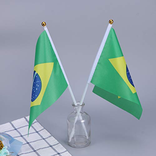 BESPORTBLE 20 Piezas Mini Banderas Nacionales Ronda Superior Banderas de Países Internacionales Pequeño Palo Bandera de Bandera de Brasil para Eventos Deportivos Olímpico