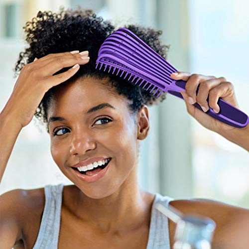 BESTOOL - Cepillo desenredante para cabello negro natural y cabello rizado estilo Afro con textura 3/4abc, desenredado sin dolor más rápido y más fácil, para cabello húmedo o seco (color púrpura).