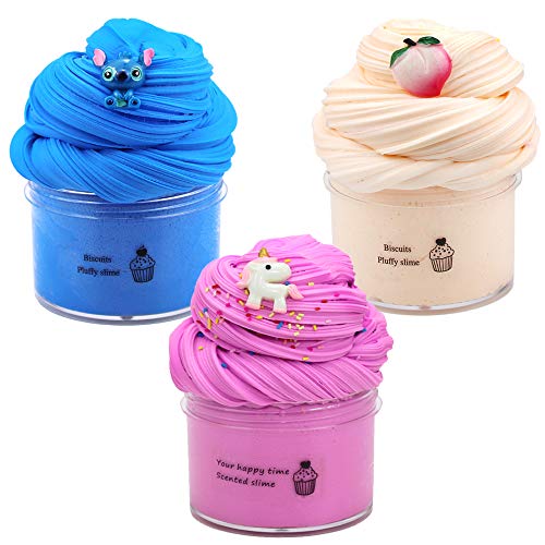 BESTTY Fluffy Slime Putty Slime, DIY Slime Kit Set, Arcilla Seca al Aire, Fairy Putty Stress Relief Toy Perfumado Sludge Toy Niños Adultos (100 ml x 3)