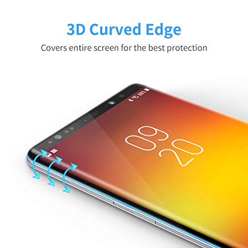Bewahly Cristal Templado para Samsung Galaxy Note 8 [2 Piezas], 3D Curvado Completa Cobertura Protector Pantalla, 9H Dureza Alta Definicion Vidrio Templado Sin Burbujas para Samsung Note 8 (Negro)