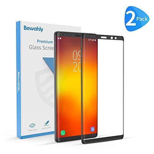 Bewahly Cristal Templado para Samsung Galaxy Note 8 [2 Piezas], 3D Curvado Completa Cobertura Protector Pantalla, 9H Dureza Alta Definicion Vidrio Templado Sin Burbujas para Samsung Note 8 (Negro)