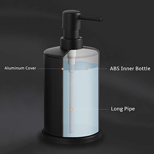 bgl Dispensador de jabón de mano, dispensador de jabón de aluminio independiente, botella de 499 ml, resistente al óxido para baño y cocina (negro+blanco)