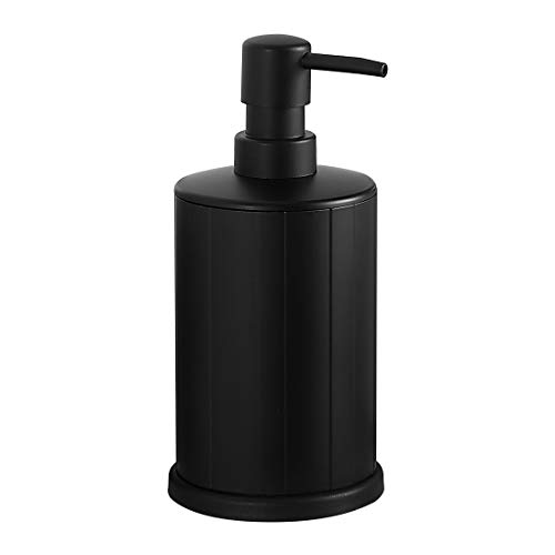 bgl Dispensador de jabón de mano, dispensador de jabón de aluminio independiente, botella de 499 ml, resistente al óxido para baño y cocina (negro+blanco)