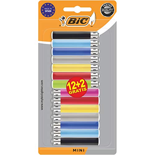 BIC Mini Flint Encendedores - Colores Surtidos, Paquete de 14