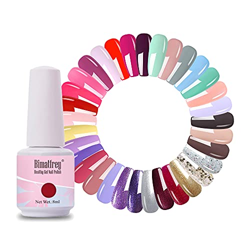 Bimatfrey Esmaltes de Uñas, Esmaltes en Gel Uñas UV LED, 6pcs Kit de Esmaltes Semipermanentes para Uñas, Kit de Esmaltes de Uñas en Gel Soak，Set de Regalo de Uñas de Gel de Colores (set1)