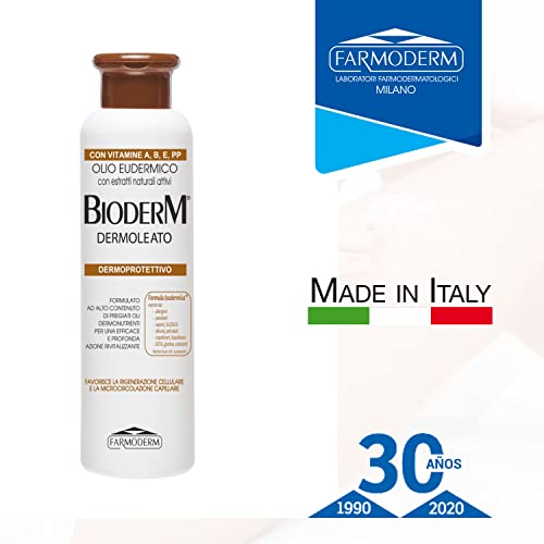 BIODERM BIODERMOCOSMETICI Dermoleato - Aceite Corporal - Aceite Hidratante y Revitalizante para el Tratamiento de Cicatrices, Estrias, Piel Seca y Sensible - Ideal Para Masajes Relajantes - 250 ml