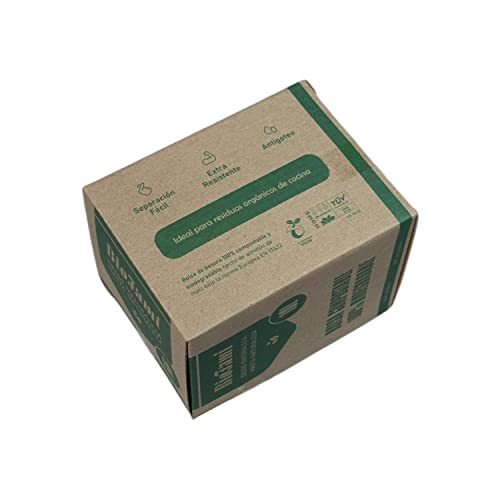 BIOFAMI Bolsas de basura Compostables, Sin plástico, 10 Litros, Bolsas para desechos de alimentos, Sin perfume, Certificación de BPI EN13432 OK Compost Home