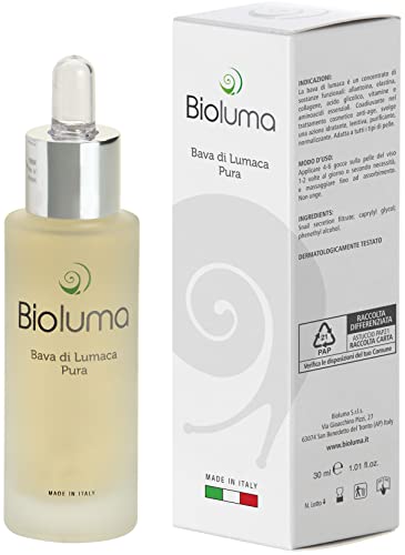 Bioluma Baba de Caracol Pura 100% Hidratante Antiedad Calmante Purificante Suero Adyuvante Tratamiento Antiarrugas Piel Seco Graso Normal Mixta Hombre Mujer para Rostro Cuello Escote 30ml