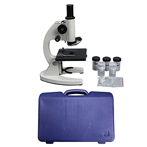 BJH Kits de Ciencia de microscopio para Principiantes para niños Modelo de Ciencia educativa con LED + 20 Tipos de rebanadas Caja de experimentos biológicos 40 Piezas