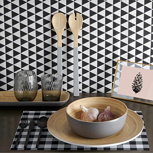 Black Velvet Studio Set 2 Individuales de Mesa Vichy, PVC, Color Blanco y Negro, 30x45 cm.