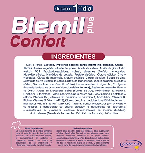 Blemil Plus Confort - Leche de Inicio en polvo Desde el Primer Día, Cólico y Estreñimiento, 800g