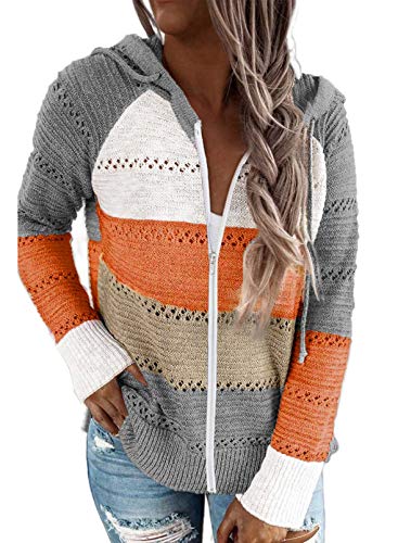 BLENCOT Sudadera Mujer con Capucha Mujer Cárdigan Mujer Sudaderas con Cremallera Mujer Sweatshirt Suéter Mujer Cardigan de Manga Larga Suéter con Capucha Chaqueta de Invierno Suéter Invierno Casual