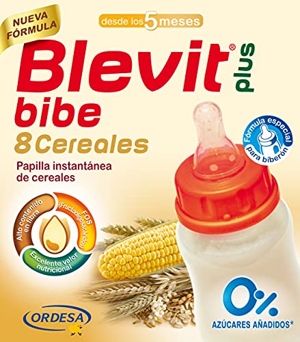 Blevit Plus Bibe 8 Cereales - Papilla de Cereales para Bebé fórmula especial para Biberón - Sin Azúcares Añadidos - Desde los 5 meses - 600g