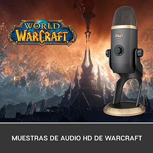 Blue Yeti X Micrófono Profesional de Condensador USB, Medición de Alta Resolución para Grabación, Streaming, Gaming, Podcasting en PC y Mac, Iluminación LED, Efectos Blue VO!CE - Gris/Oro