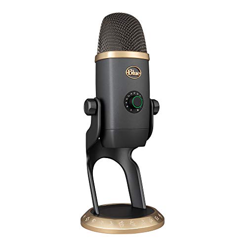 Blue Yeti X Micrófono Profesional de Condensador USB, Medición de Alta Resolución para Grabación, Streaming, Gaming, Podcasting en PC y Mac, Iluminación LED, Efectos Blue VO!CE - Gris/Oro