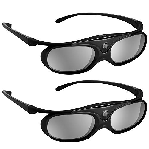 BOBLOV 3D Gafas Activas de Obturador, 96-144Hz 3D Gafas DLP-Link para DLP Proyector Optoma/BenQ/Sharp/Acer/Samsung/Mitsubishi/ViewSonic/LG, ect.(2 Piezas - Negro)