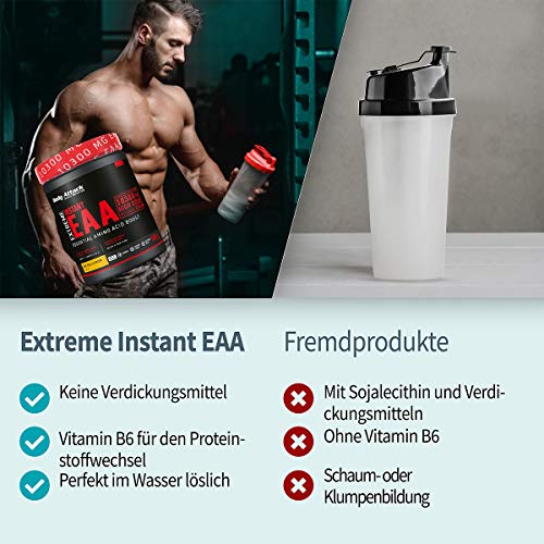 Body Attack Extreme Instant EAA Powder - 500g, extremadamente sabroso, instantáneamente soluble, vegano, 8 aminoácidos esenciales altamente dosificados - 10300mg EAA por batido, CocaCola