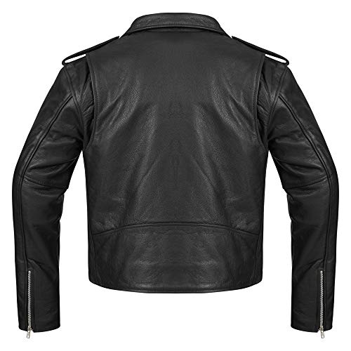 Bohmberg Premium- Chaqueta pesada de motociclista 100% cuero duradero para hombre - M