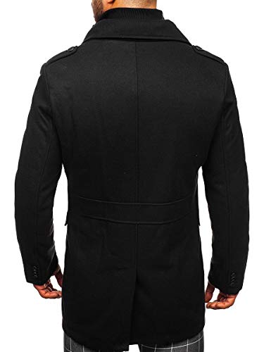 BOLF Hombre Abrigo De Invierno Cierre de Cremallera y Botones Botonadura Doble Cuello Alto Estilo Casual 8805 Negro M [4D4]