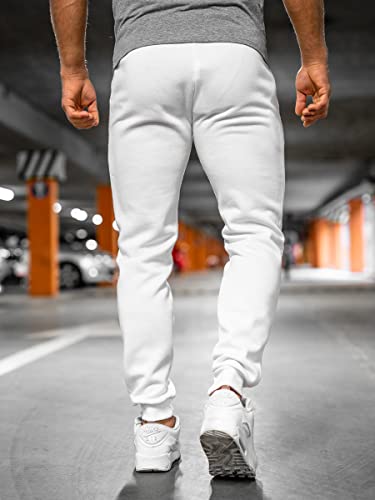 BOLF Hombre Pantalón Deportivo Pantalones De Chándal Jogger Pantalones Holgados de Deporte Running Entrenamiento Fitness Jogging Slim fit Estilo Urbano XW01 Blanco XXL [6F6]