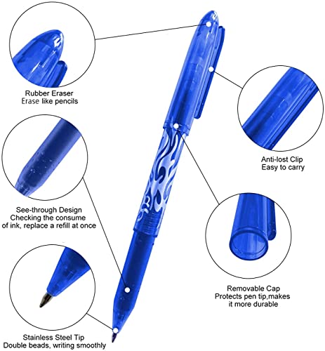 Bolígrafo de gel borrable, bolígrafo de gel líquido ariel-gxr de 0,5 mm, bolígrafo de secado rápido con borrador para niños, estudiantes y adultos, paquete de 8 colores