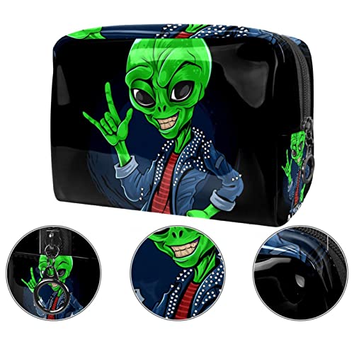 Bolsa De Maquillaje Extraterrestre Verde Neceseres Para Maquillaje Bolsa Para Cosméticos Portátil Y Muy Espaciosa Para Mujeres Y Niñas 18.5x7.5x13cm
