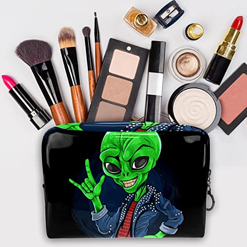 Bolsa De Maquillaje Extraterrestre Verde Neceseres Para Maquillaje Bolsa Para Cosméticos Portátil Y Muy Espaciosa Para Mujeres Y Niñas 18.5x7.5x13cm