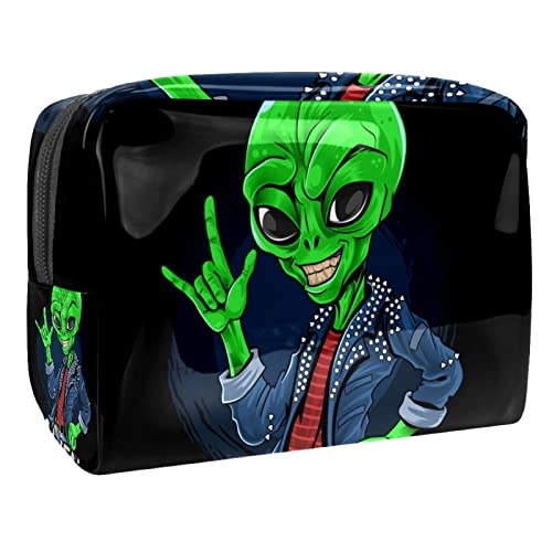 Bolsa De Maquillaje Extraterrestre Verde Neceseres Para Maquillaje Bolsa Para Cosméticos Portátil Y Muy Espaciosa Para Mujeres Y Niñas 18.5x7.5x13cm