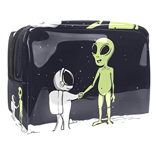 Bolsa de Maquillaje Extraterrestres astronautas espaciales Bolsa Cosmetica Portátil Viaje de Maquillaje Organizador Bolsa de Almacenamiento de Maquillaje 18.5x7.5x13cm