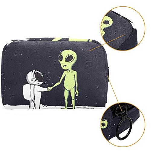 Bolsa de Maquillaje Extraterrestres astronautas espaciales Bolsa Cosmetica Portátil Viaje de Maquillaje Organizador Bolsa de Almacenamiento de Maquillaje 18.5x7.5x13cm